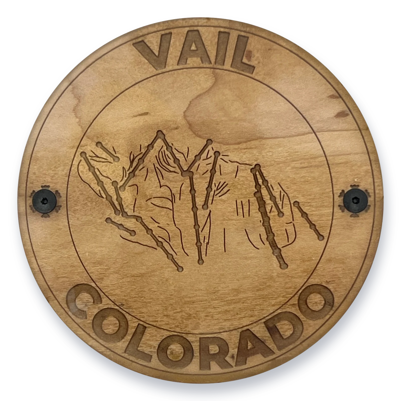 Vail coasters, a set of four with the engraved trail map under clear acrylic