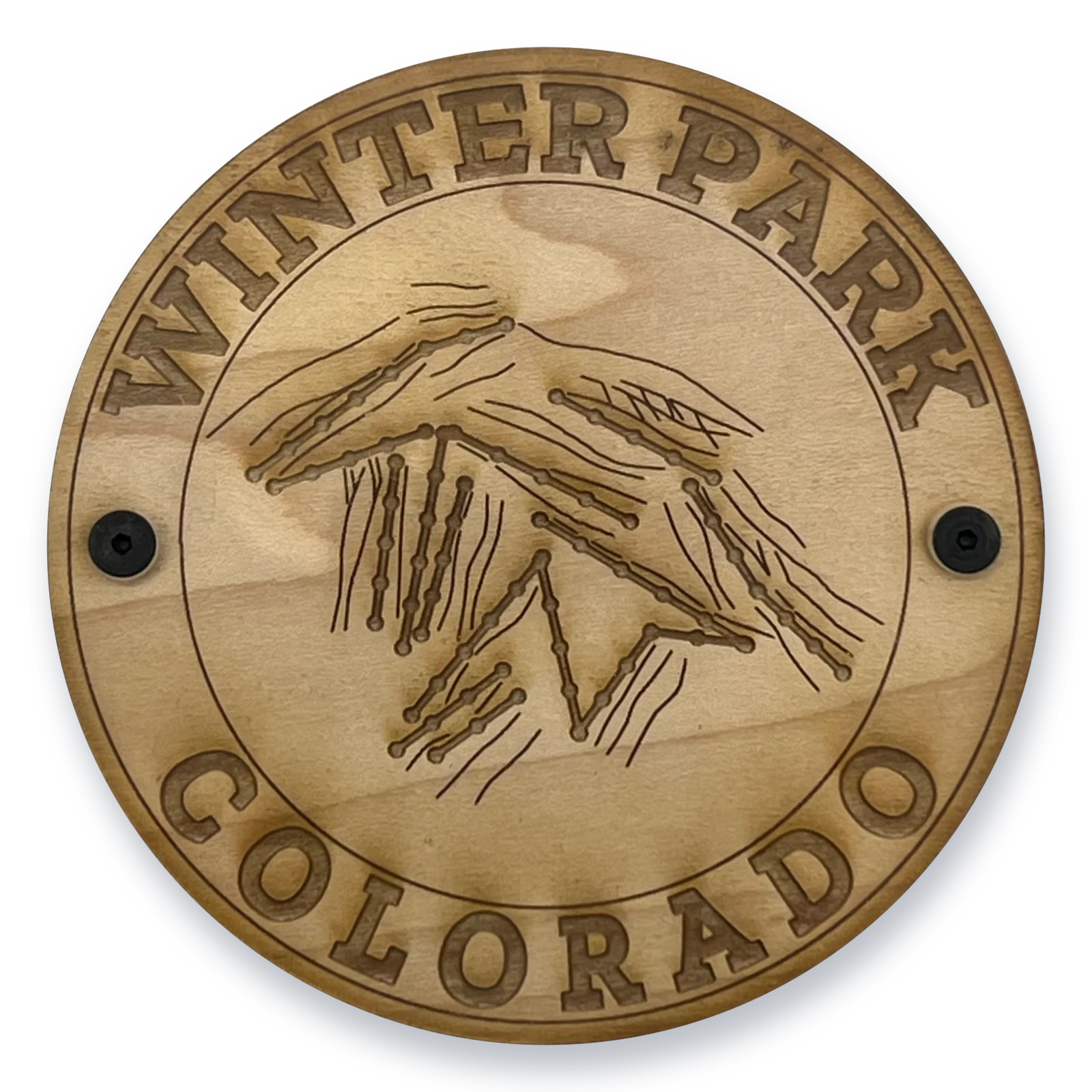 Winter Park coasters, a set of four with the engraved trail map under clear acrylic
